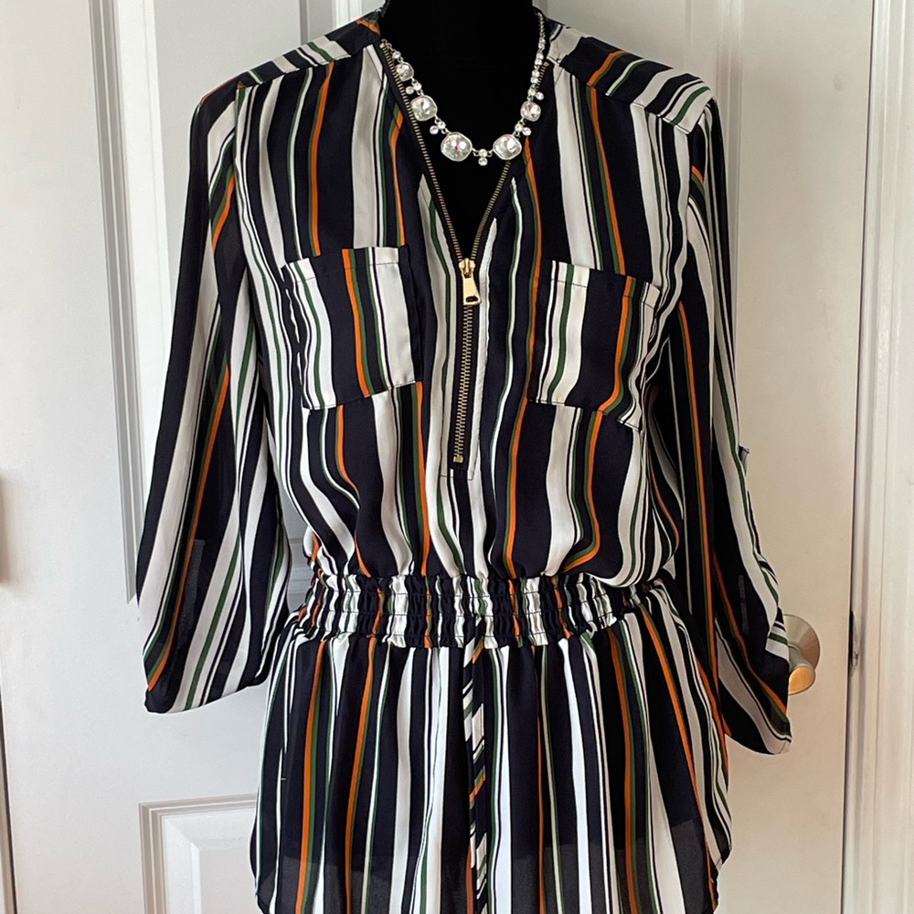Rue21 Black and White Striped Blouse